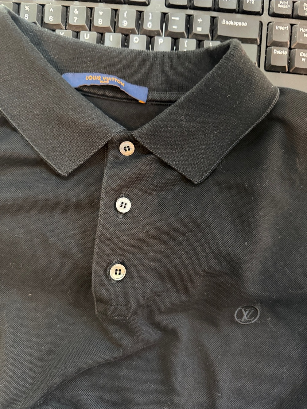 Authentic Louis Vuitton Black Men’s Polo with Subtle LV Embroidery